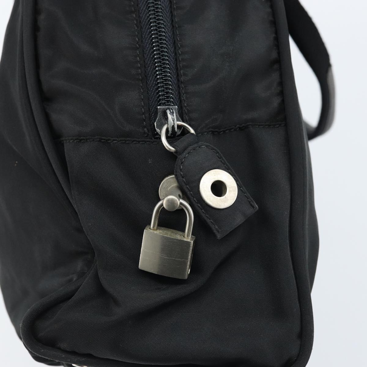 PRADA Hand Bag Nylon Black Silver Auth gh1778