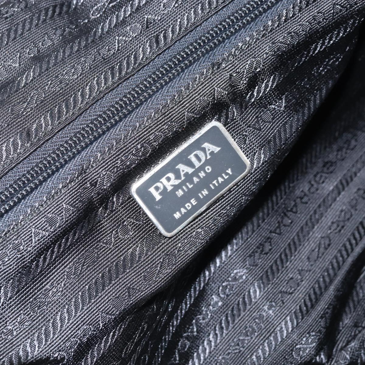 PRADA Hand Bag Nylon Black Silver Auth gh1778