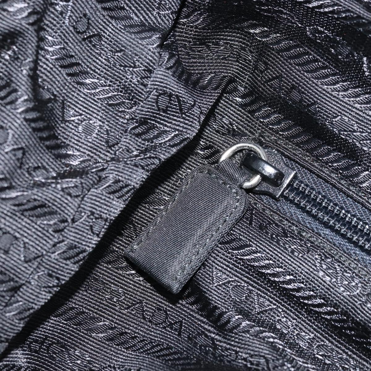 PRADA Hand Bag Nylon Black Silver Auth gh1778