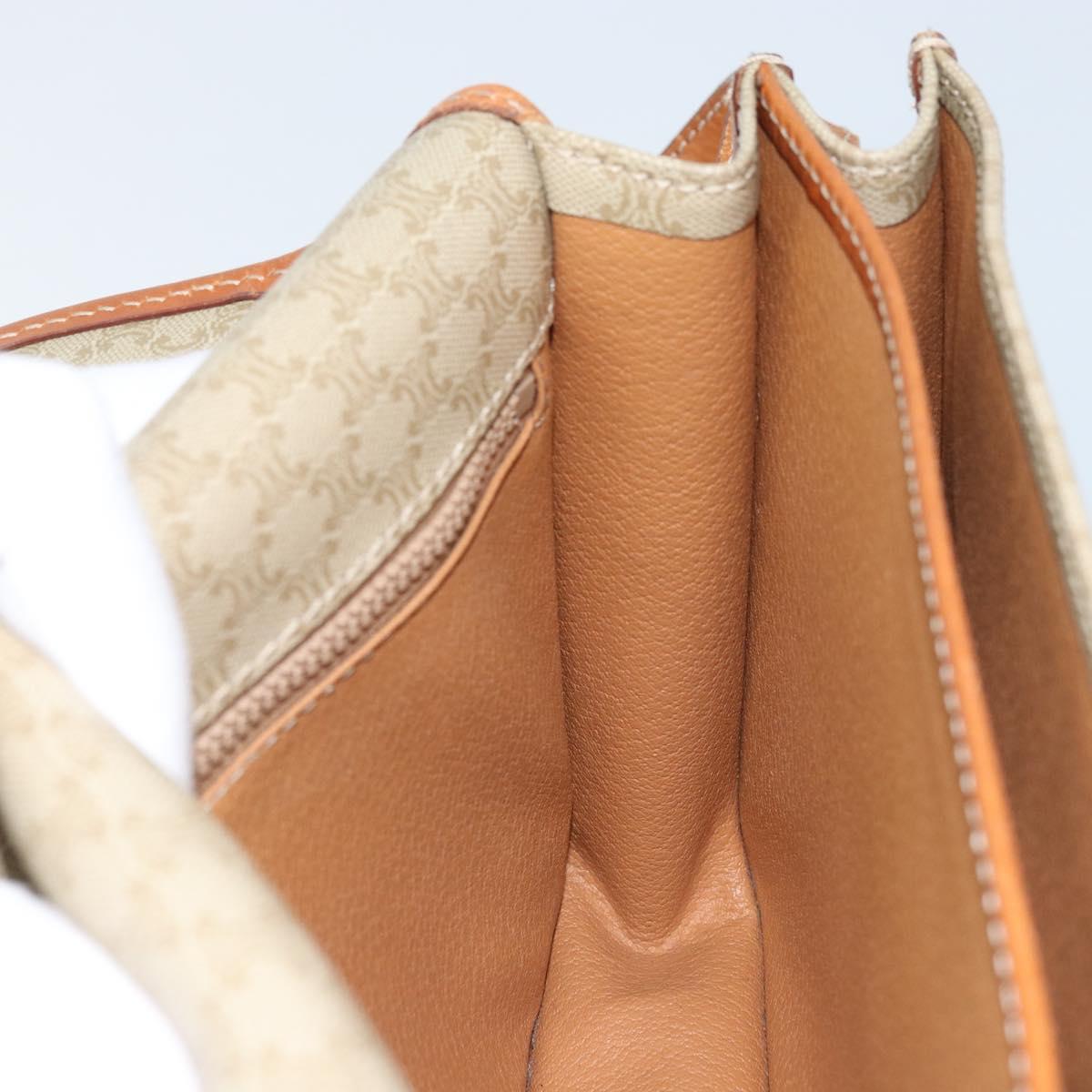 CELINE Macadam Canvas Shoulder Bag PVC Leather Beige Gold Auth gh1779