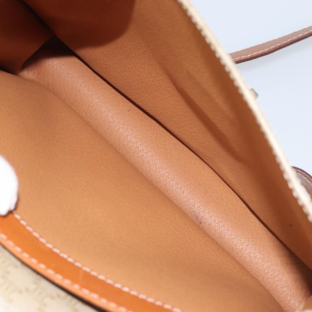 CELINE Macadam Canvas Shoulder Bag PVC Leather Beige Gold Auth gh1779