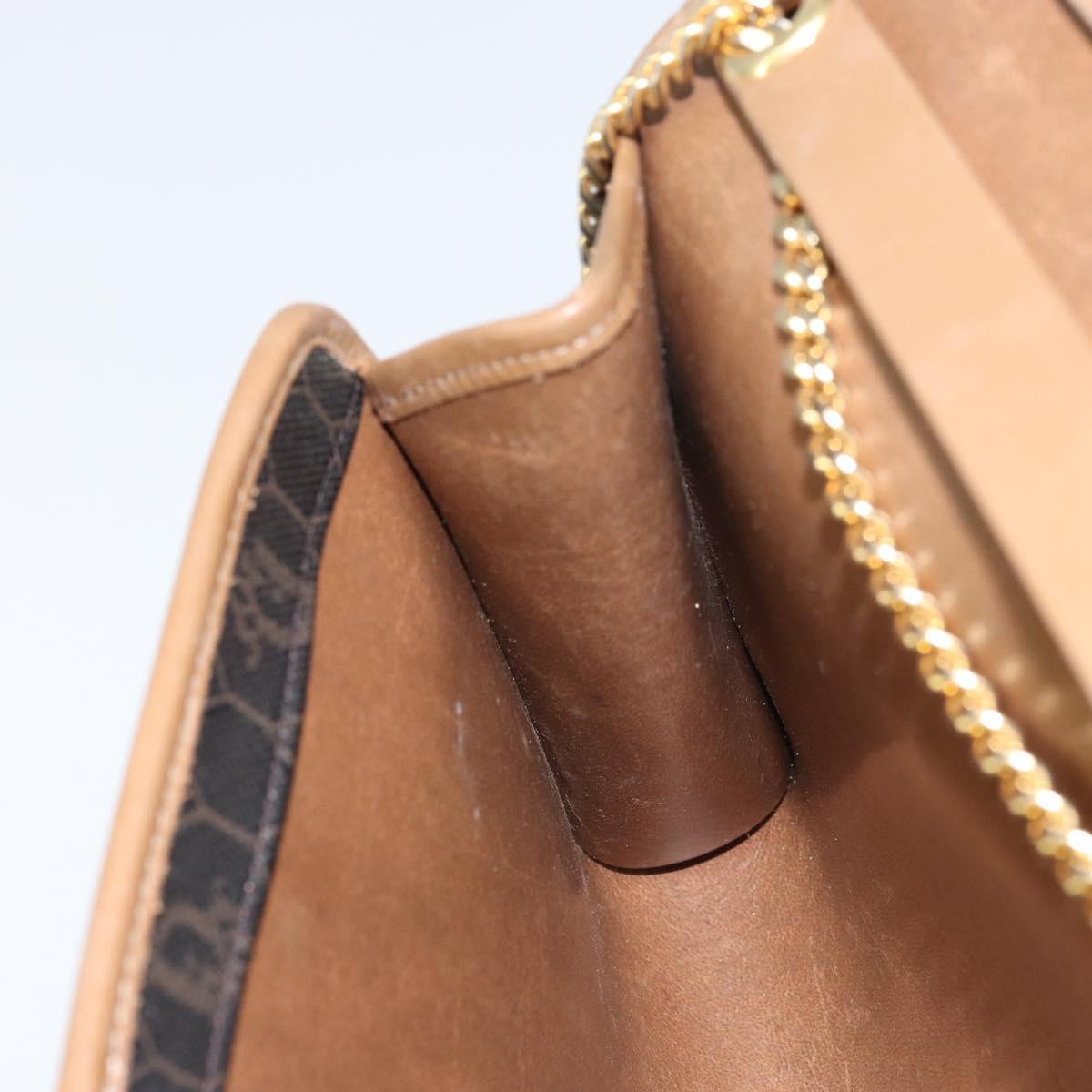 Christian Dior Honeycomb Canvas Chain Shoulder Bag PVC Black Gold Auth gh1780