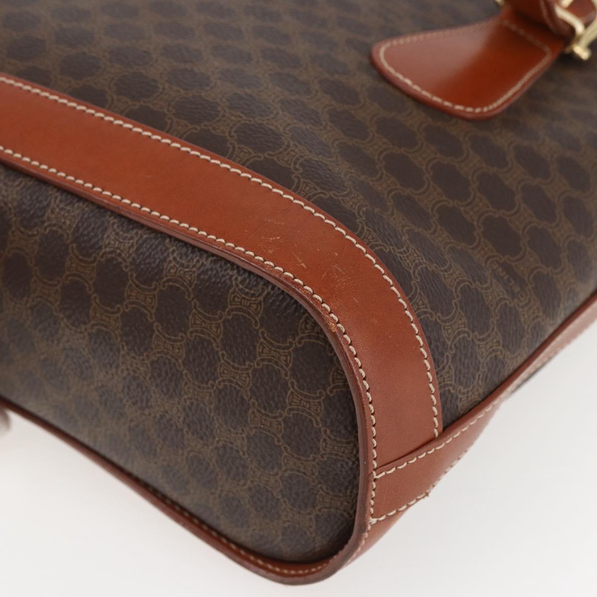 CELINE Macadam Canvas Hand Bag PVC Leather Brown Gold Auth gh1781