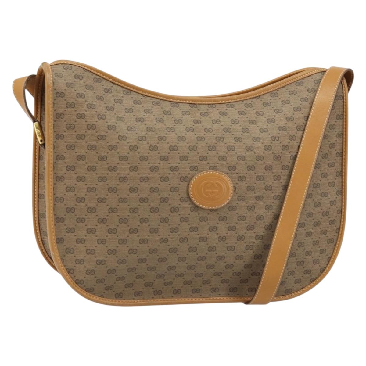 GUCCI Micro GG Supreme Shoulder Bag PVC Beige Gold 001 23 1036 Auth gh1782