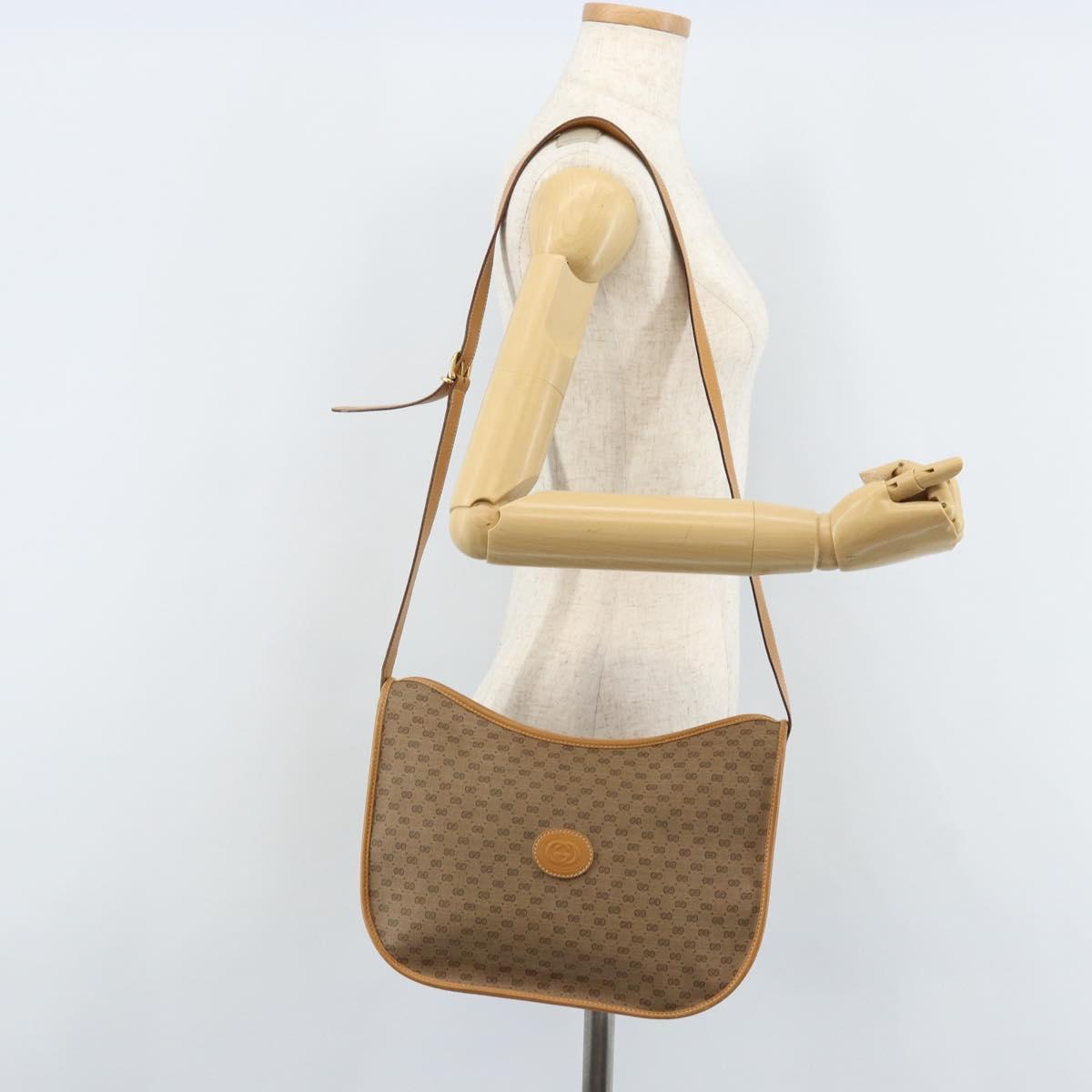 GUCCI Micro GG Supreme Shoulder Bag PVC Beige Gold 001 23 1036 Auth gh1782