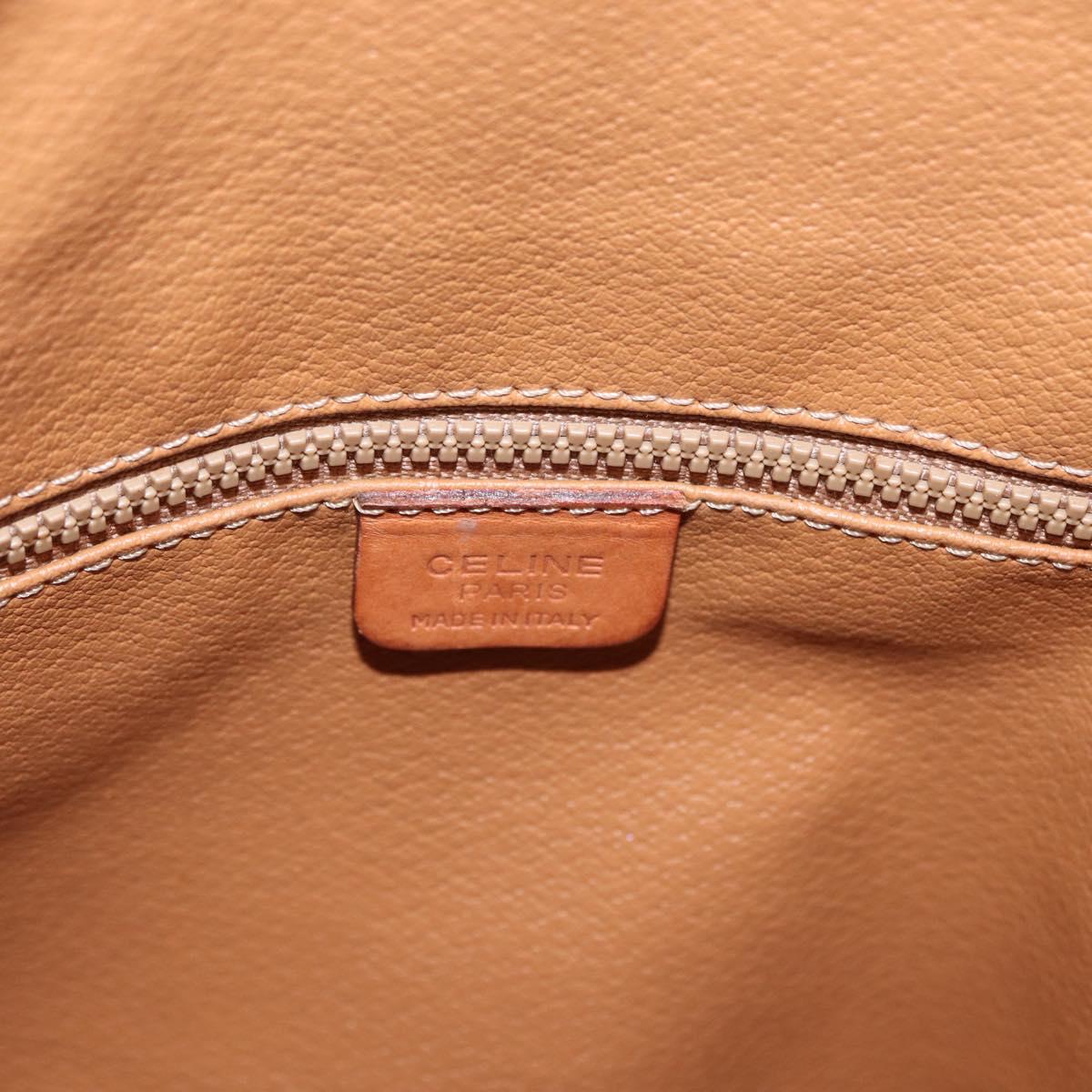 CELINE Macadam Canvas Shoulder Bag PVC Leather Beige Gold Auth gh1784