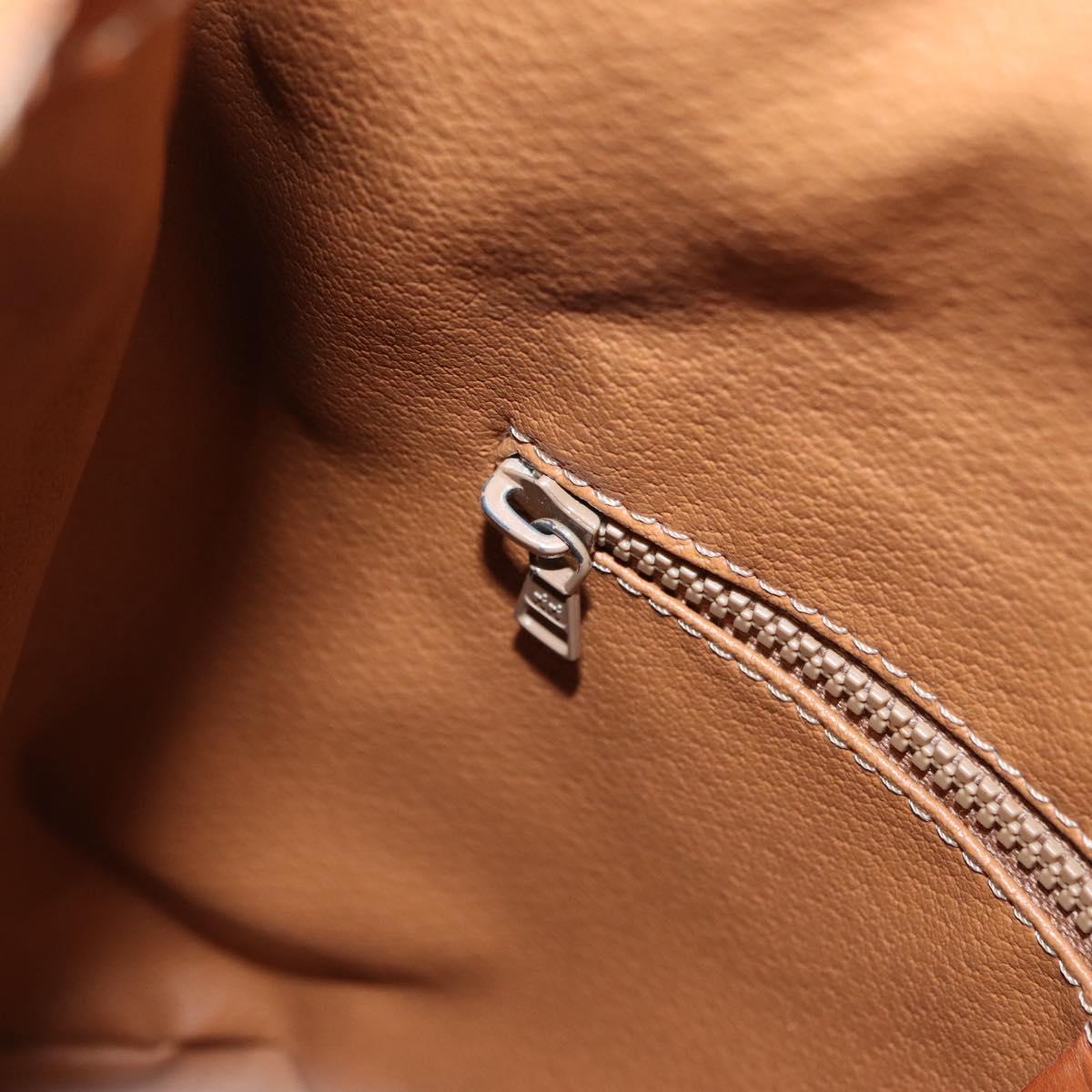 CELINE Macadam Canvas Shoulder Bag PVC Leather Beige Gold Auth gh1784