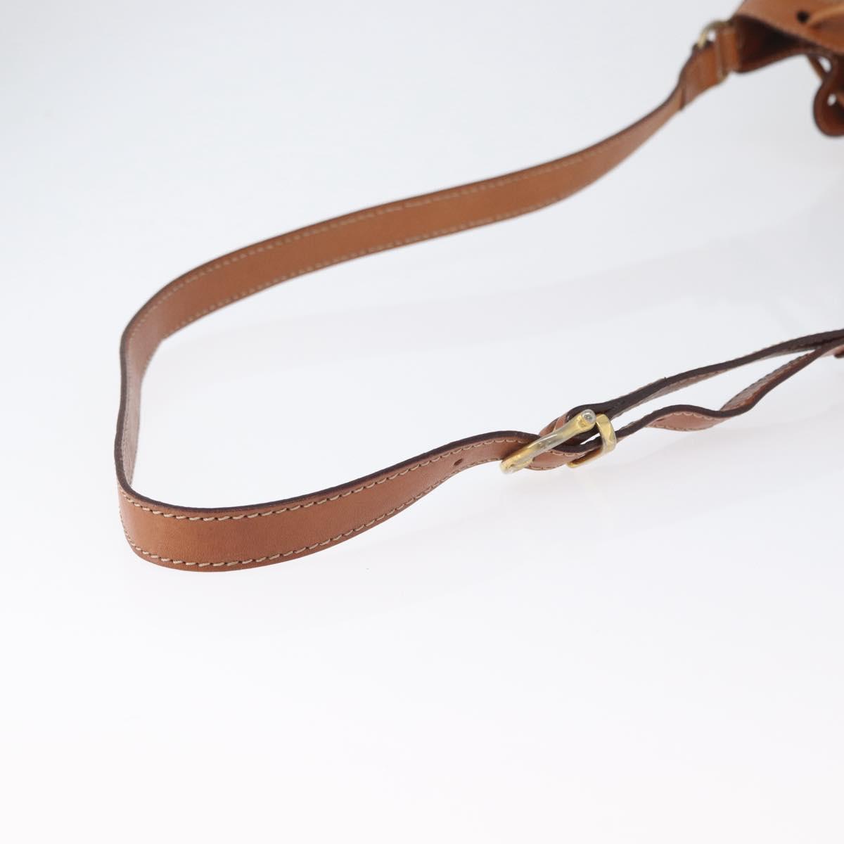 CELINE Macadam Canvas Shoulder Bag PVC Leather Beige Gold Auth gh1784