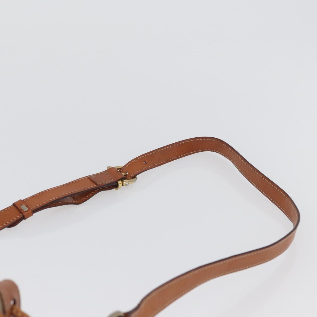 CELINE Macadam Canvas Shoulder Bag PVC Leather Beige Gold Auth gh1784