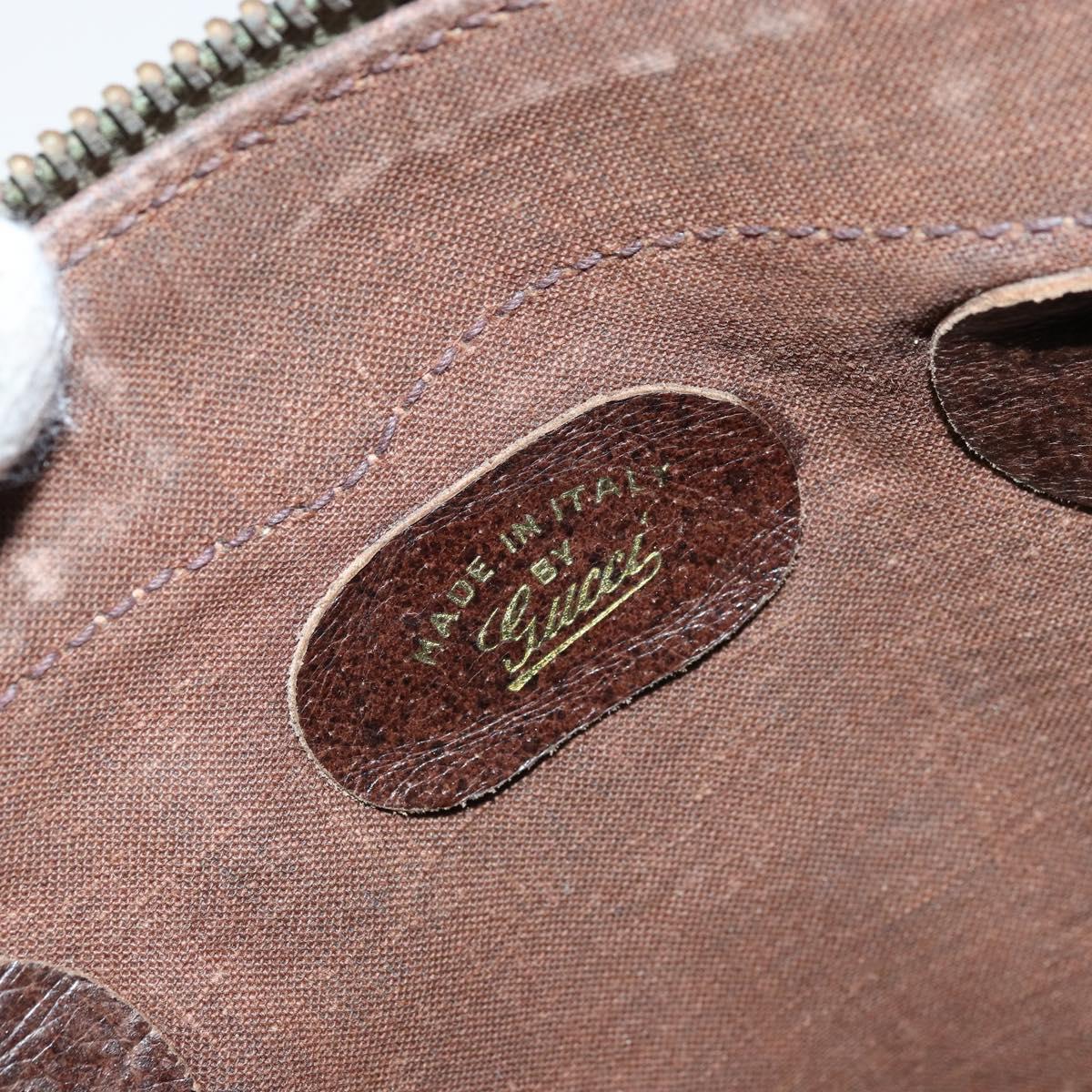 GUCCI GG Canvas Web Sherry Line Boston Bag Beige Gold Red Auth gh1789