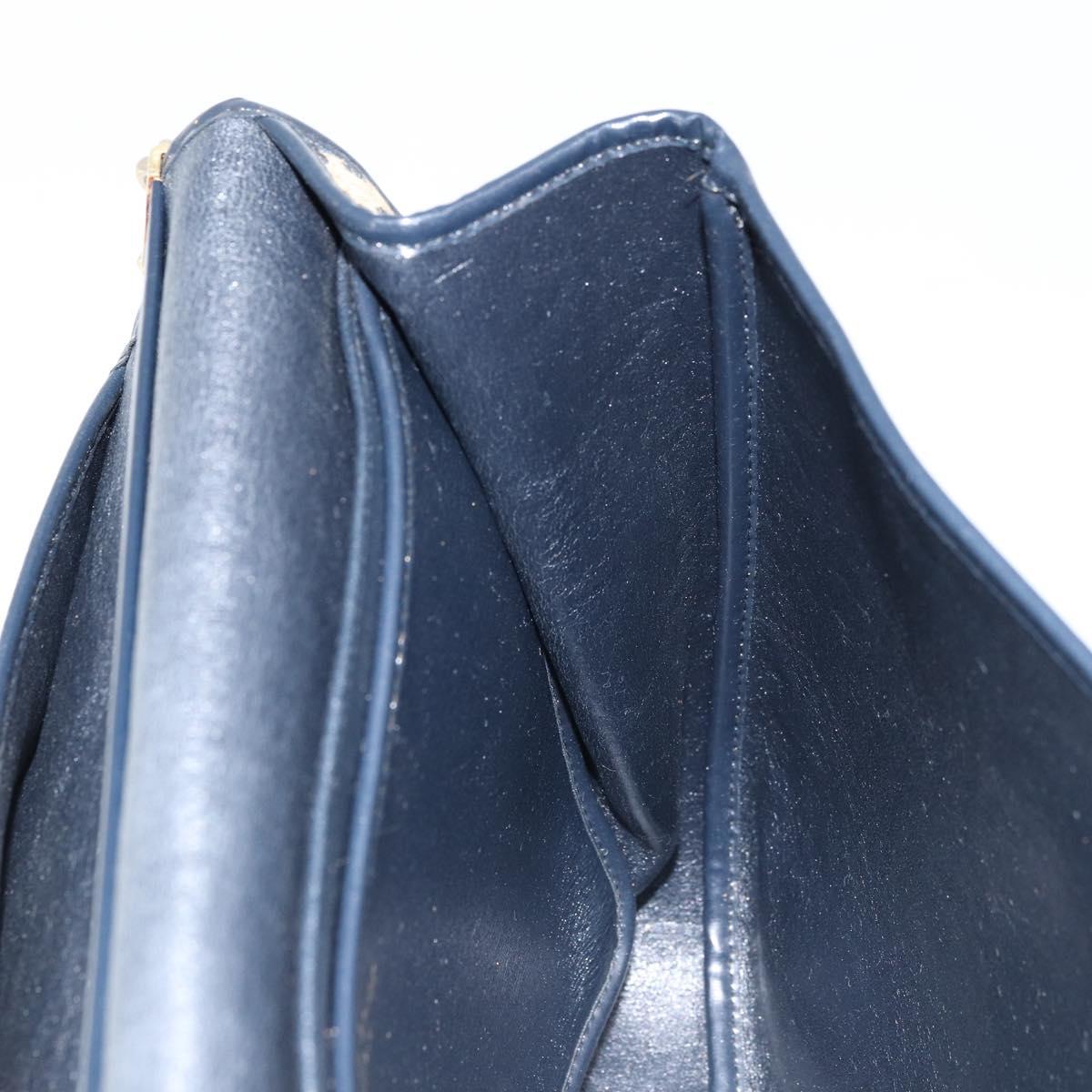 Christian Dior Trotter Canvas Shoulder Bag Navy Gold Auth gh1790