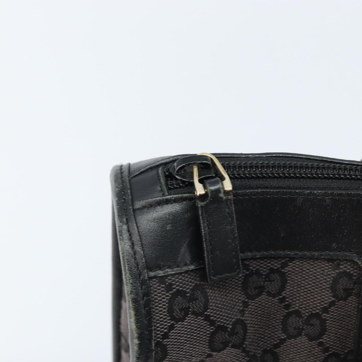 GUCCI GG Canvas Hand Bag Black Gold 000 0854 Auth gh1791