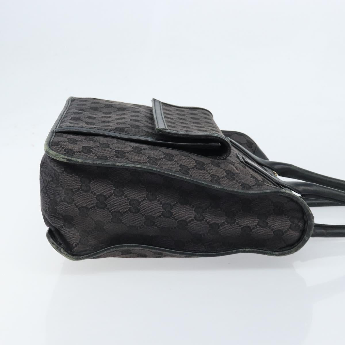 GUCCI GG Canvas Hand Bag Black Gold 000 0854 Auth gh1791