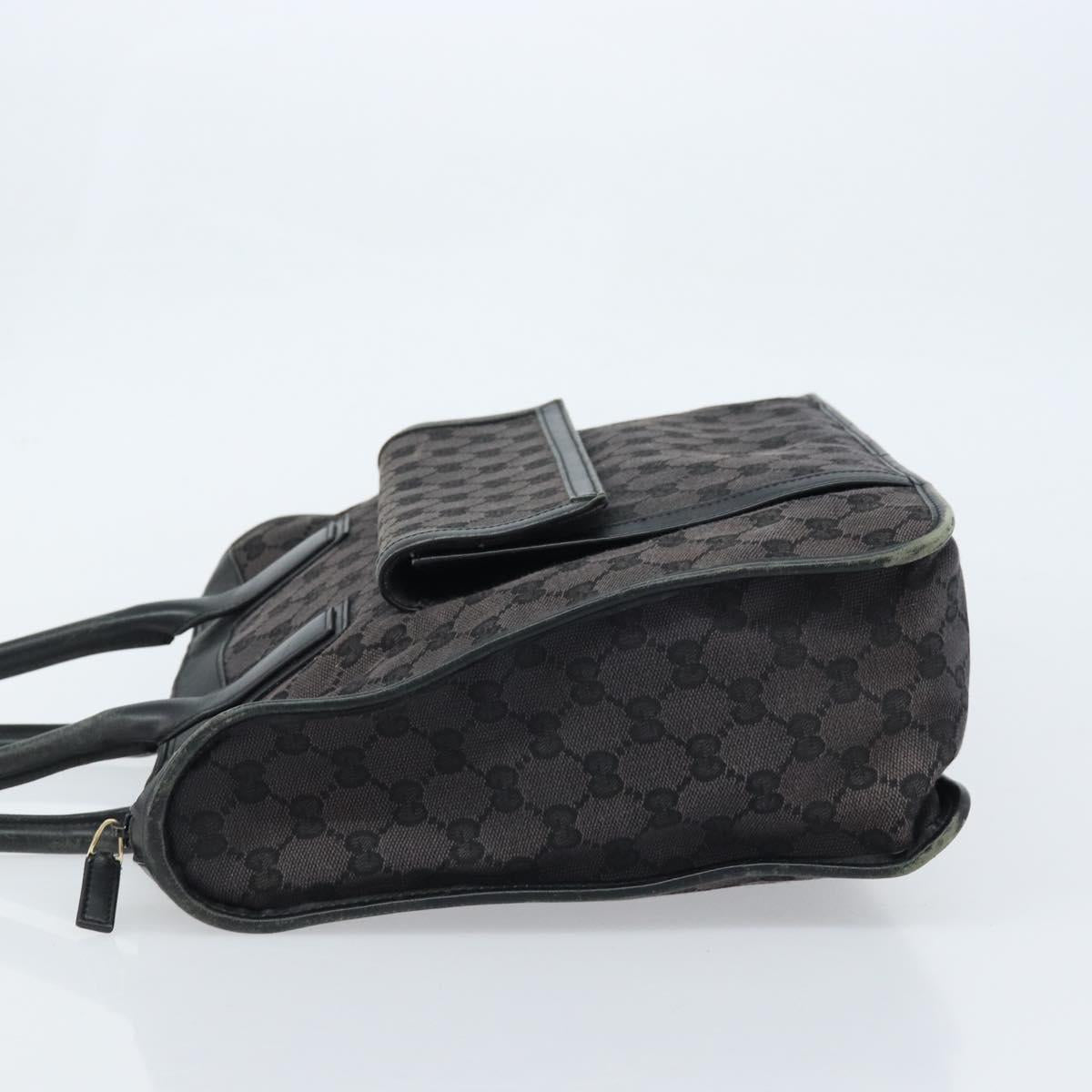 GUCCI GG Canvas Hand Bag Black Gold 000 0854 Auth gh1791