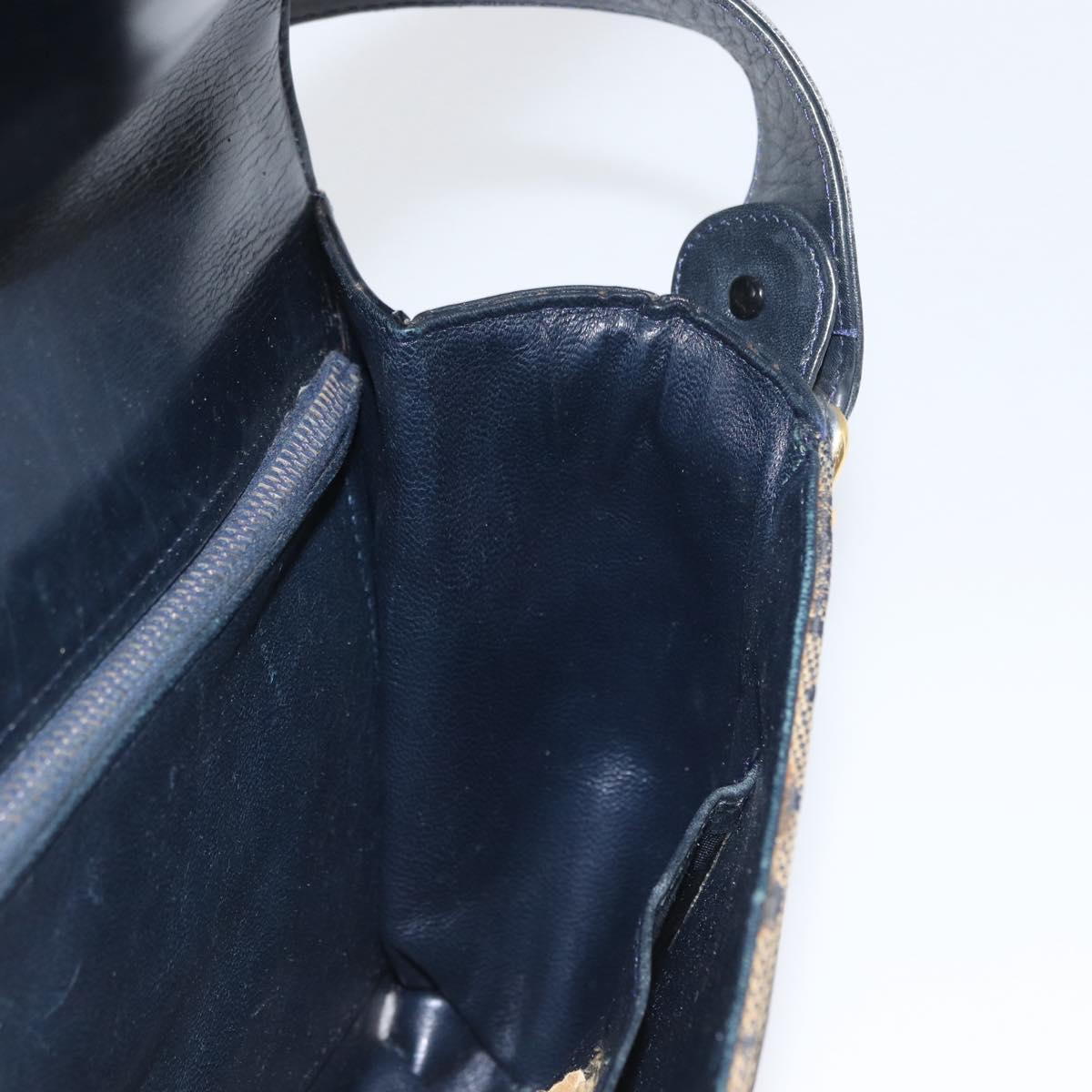 CELINE C Sulky Shoulder Bag Canvas Navy Gold Auth gh1796