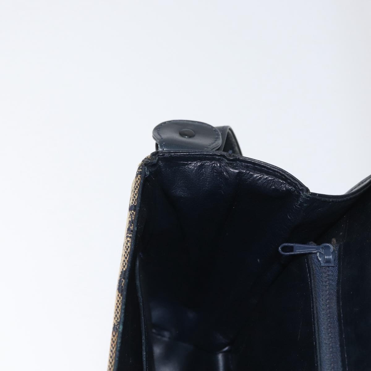 CELINE C Sulky Shoulder Bag Canvas Navy Gold Auth gh1796
