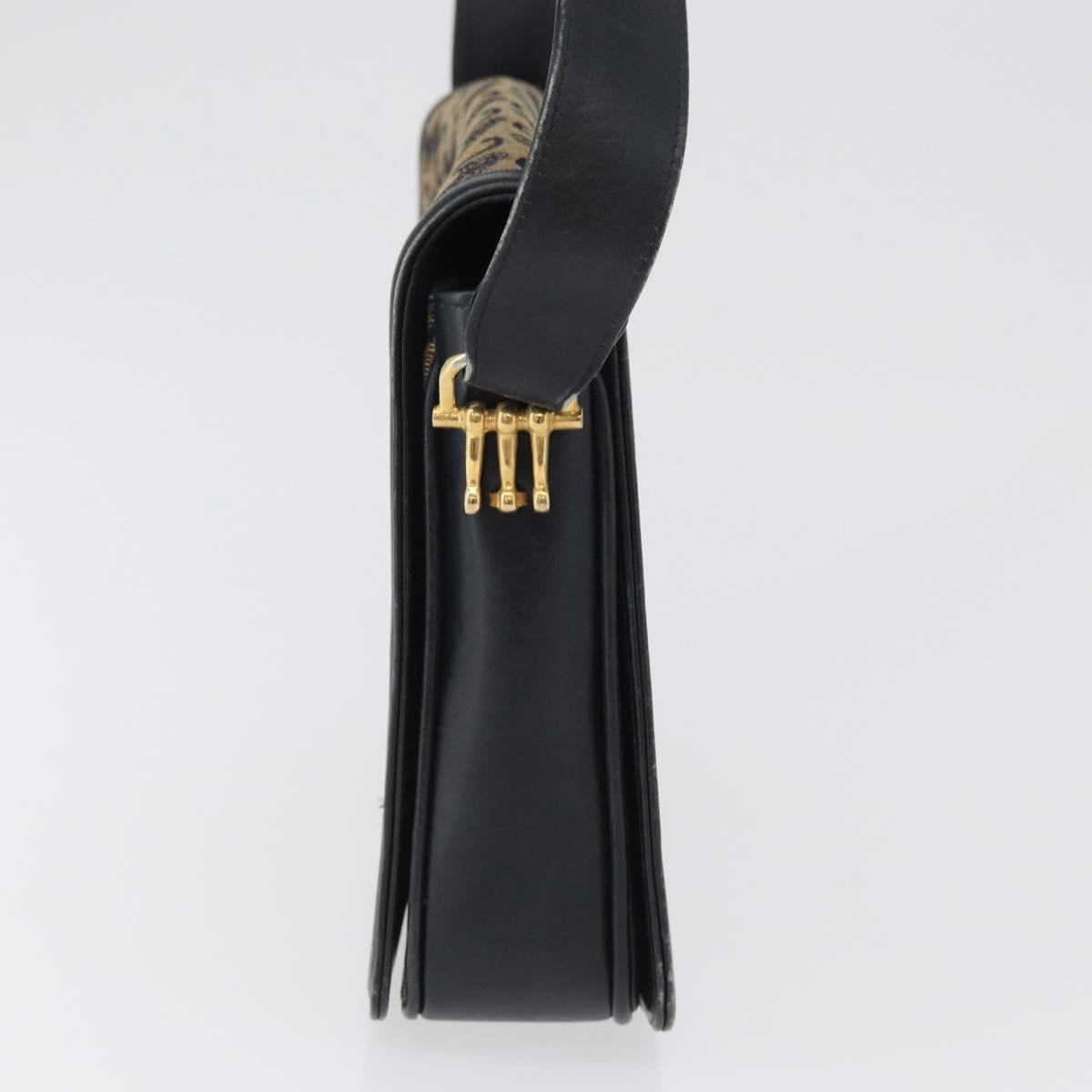 CELINE C Sulky Shoulder Bag Canvas Navy Gold Auth gh1796