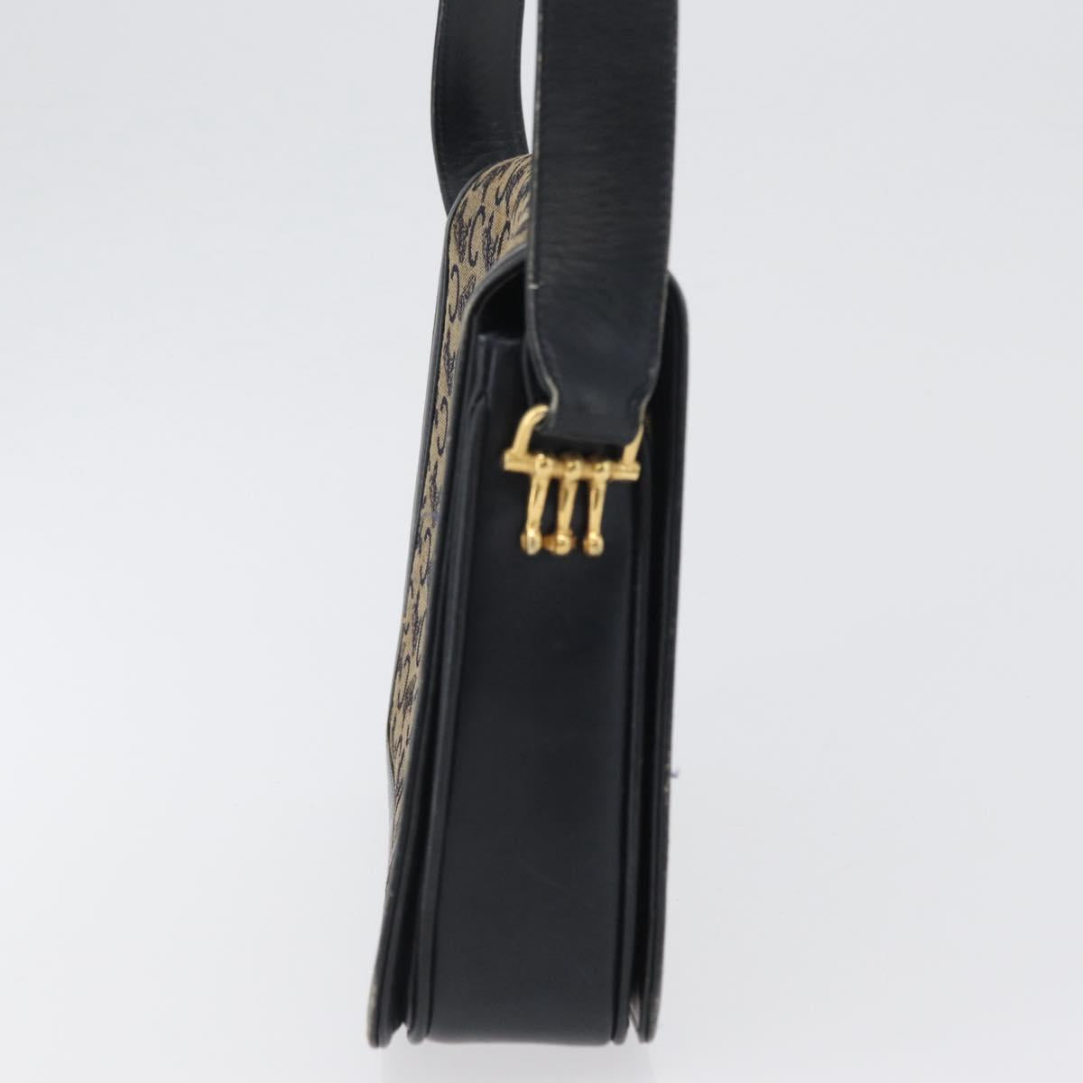 CELINE C Sulky Shoulder Bag Canvas Navy Gold Auth gh1796