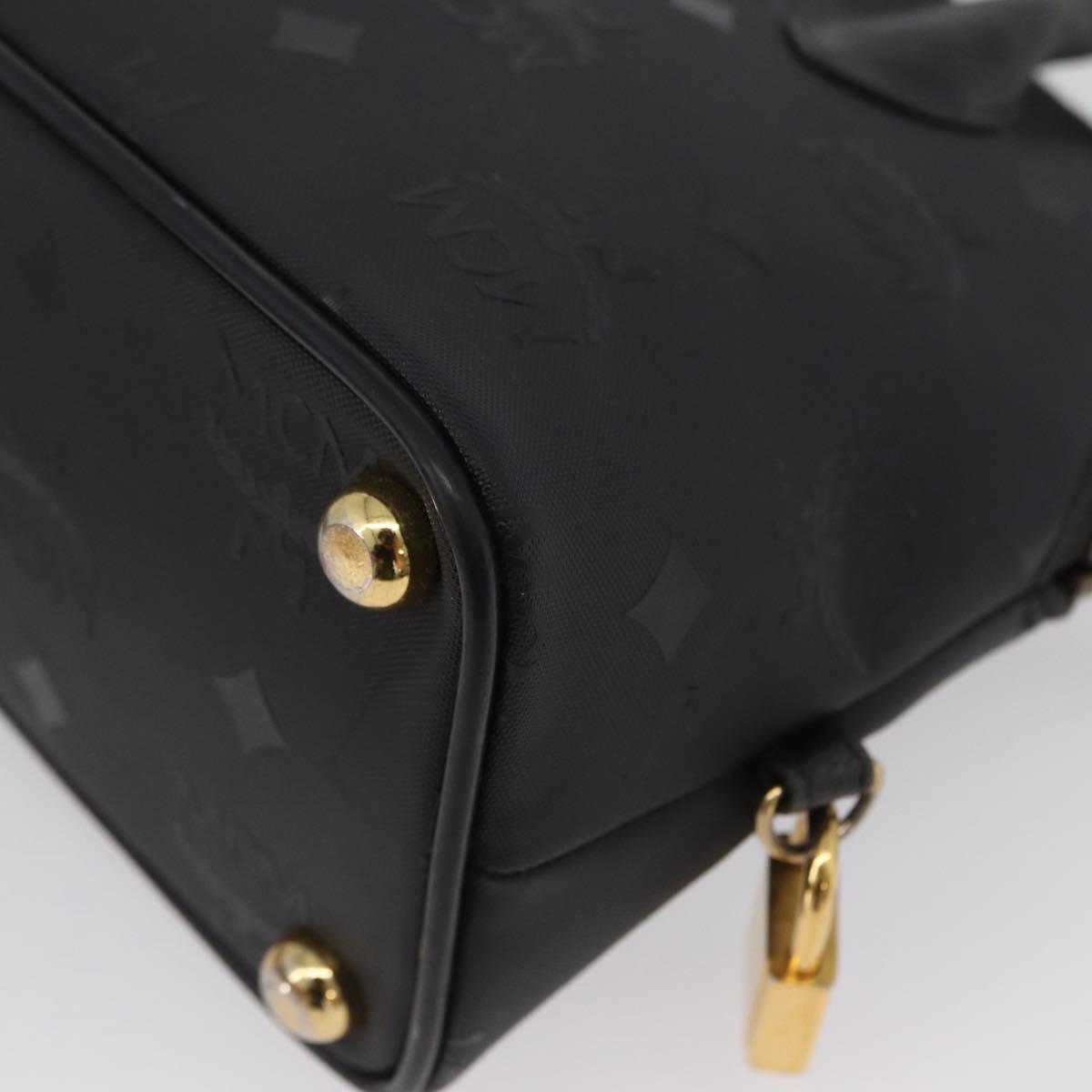 MCM Logogram Vicetos Hand Bag PVC 2way Black Gold Auth gh1799