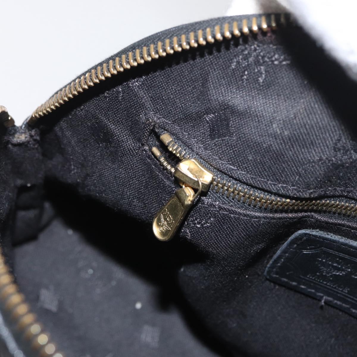 MCM Logogram Vicetos Hand Bag PVC 2way Black Gold Auth gh1799