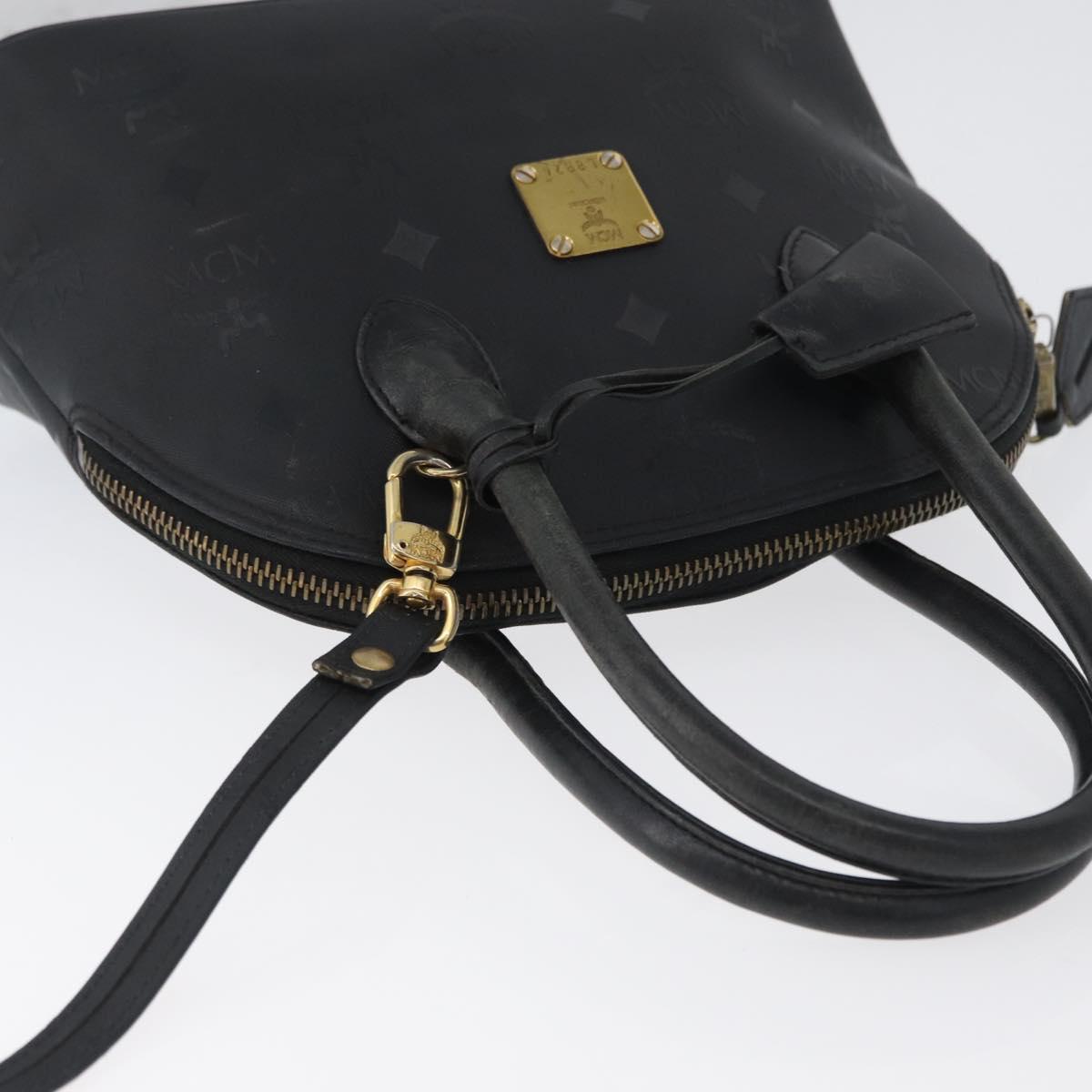 MCM Logogram Vicetos Hand Bag PVC 2way Black Gold Auth gh1799