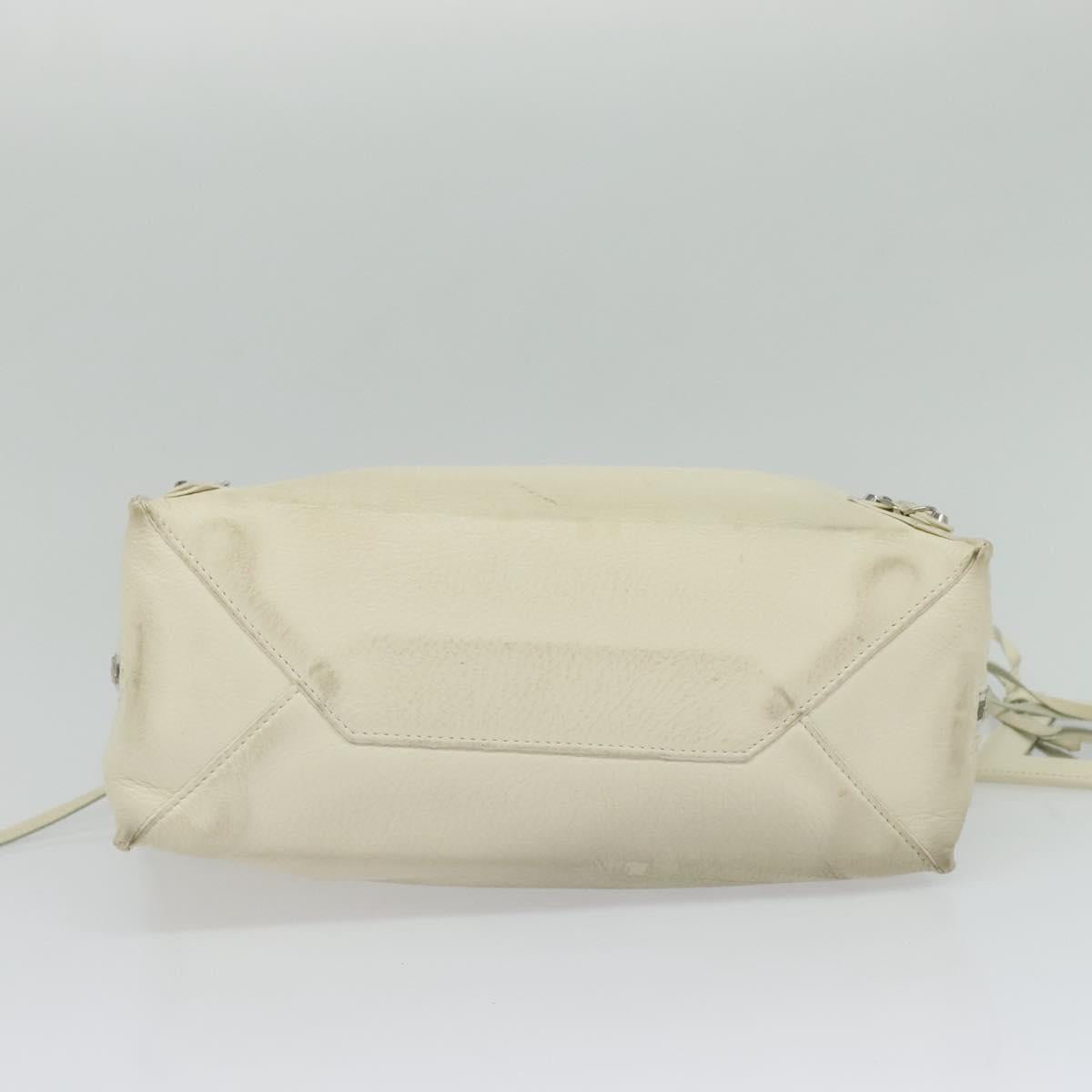 BALENCIAGA Paper mini Hand Bag Leather 2way White Silver 370926 Auth gh180