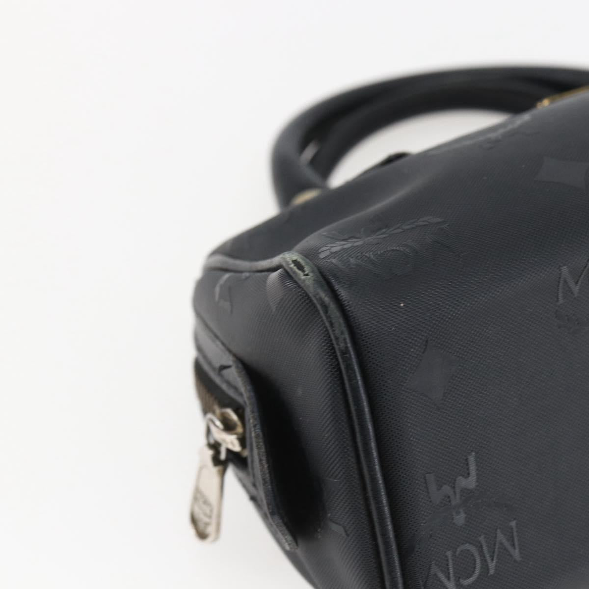 MCM Logogram Vicetos Mini Boston Bag PVC Black Gold Auth gh1800