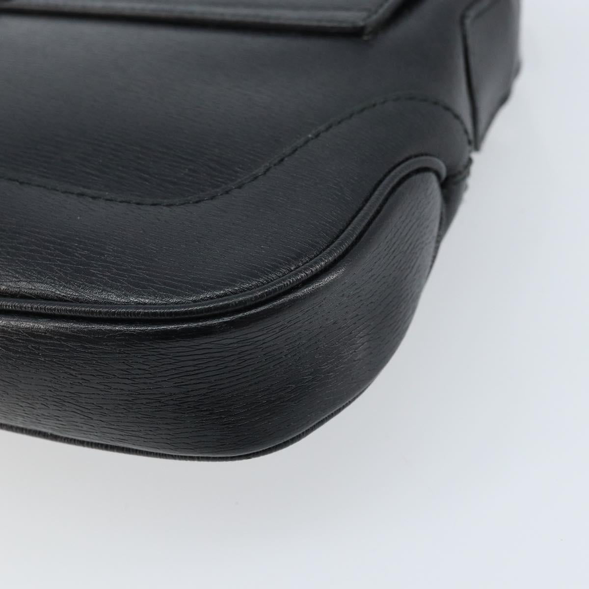 GUCCI Jackie Shoulder Bag Leather Black Gold 001 3824 3444 Auth gh1801