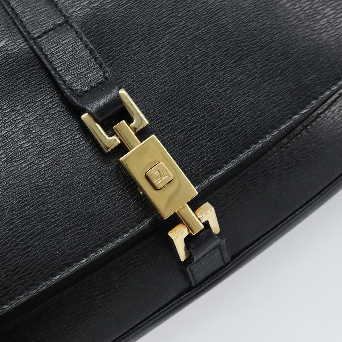 GUCCI Jackie Shoulder Bag Leather Black Gold 001 3824 3444 Auth gh1801