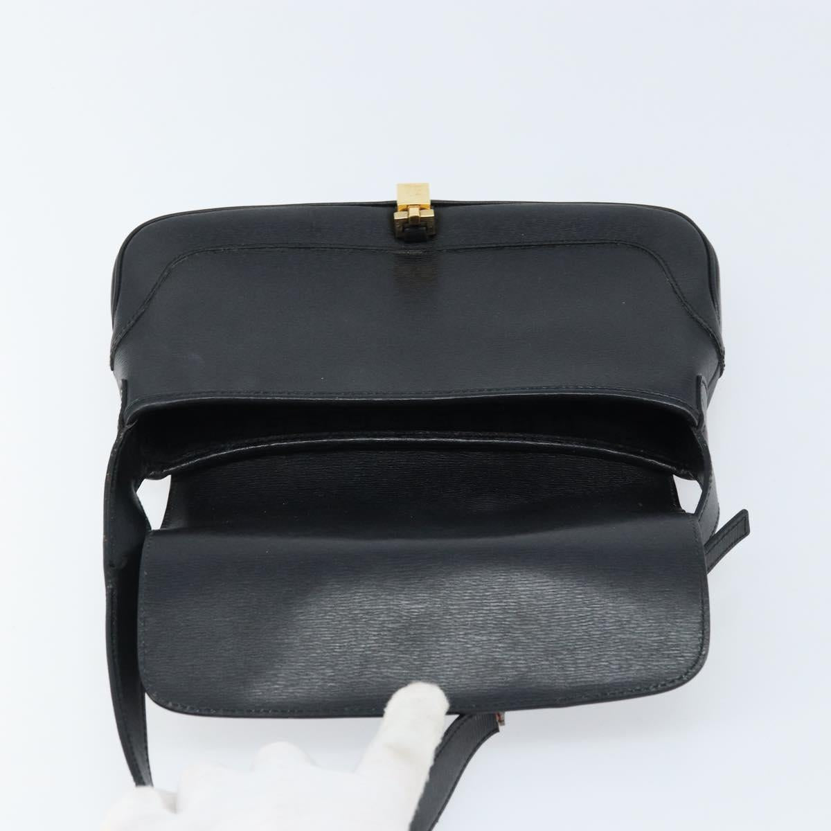 GUCCI Jackie Shoulder Bag Leather Black Gold 001 3824 3444 Auth gh1801