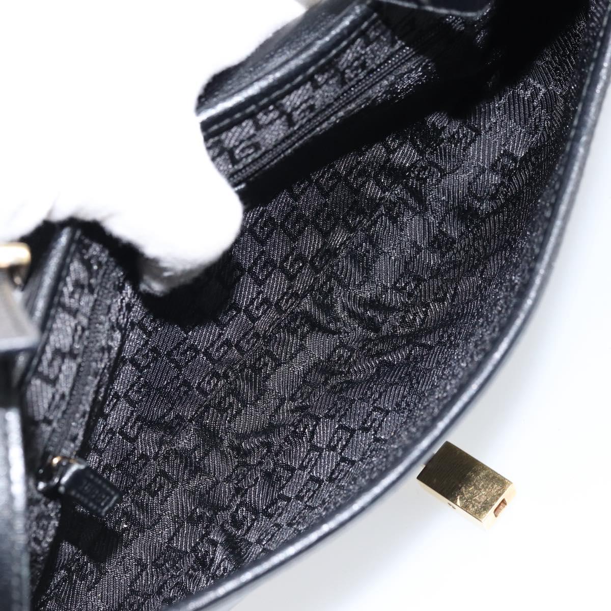 GUCCI Jackie Shoulder Bag Leather Black Gold 001 3824 3444 Auth gh1801