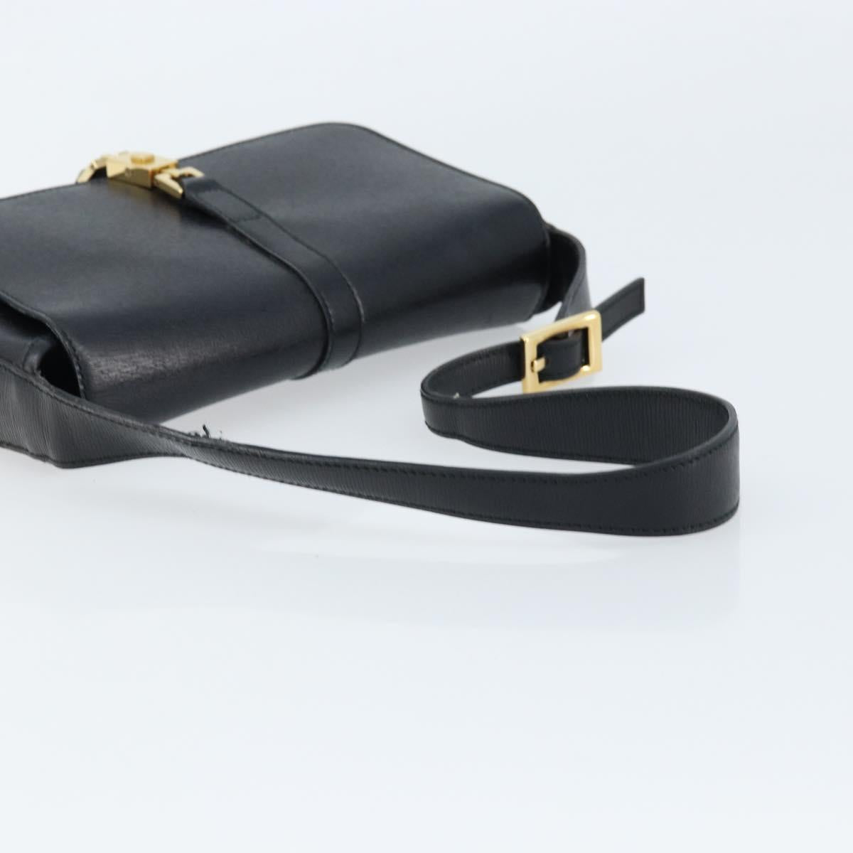 GUCCI Jackie Shoulder Bag Leather Black Gold 001 3824 3444 Auth gh1801