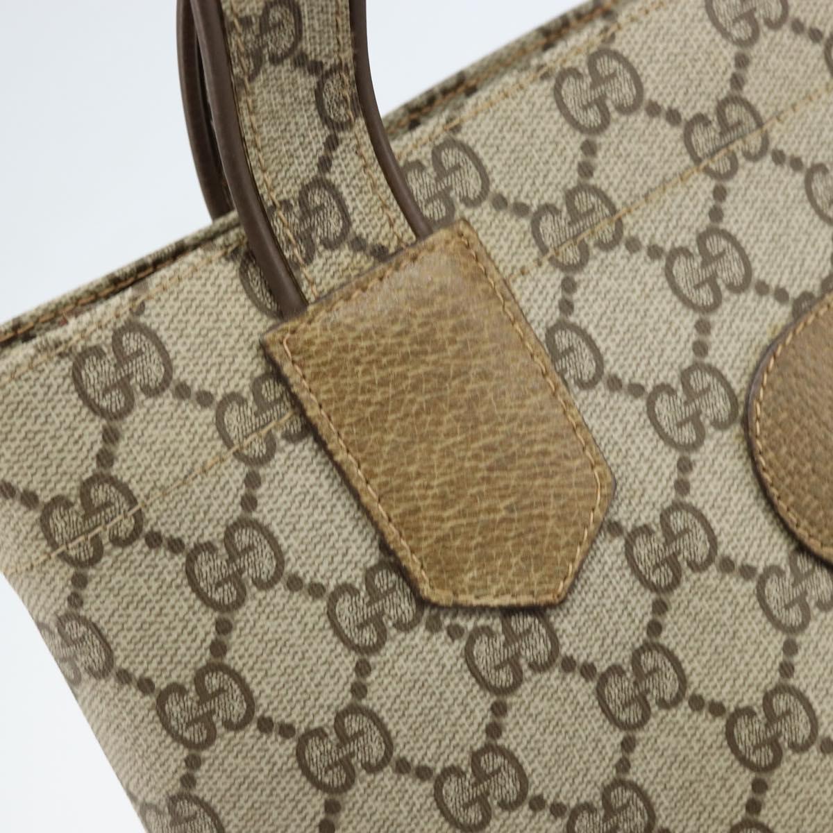 GUCCI GG Supreme Tote Bag PVC Beige Gold Auth gh1804