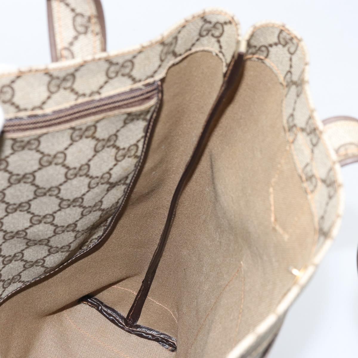GUCCI GG Supreme Tote Bag PVC Beige Gold Auth gh1804