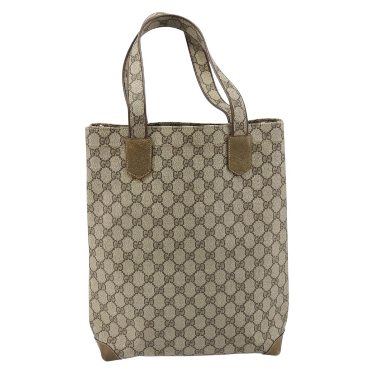 GUCCI GG Supreme Tote Bag PVC Beige Gold Auth gh1804