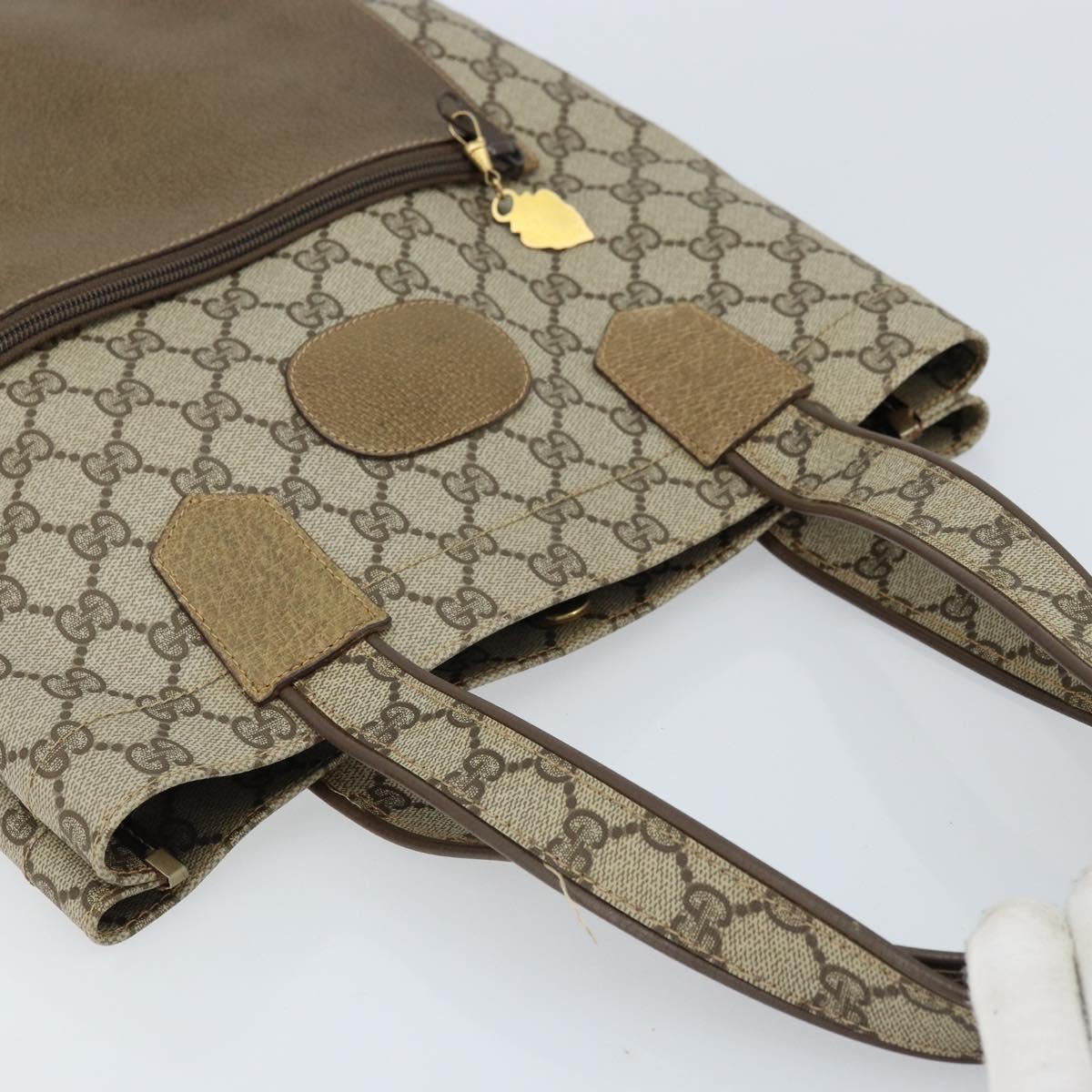 GUCCI GG Supreme Tote Bag PVC Beige Gold Auth gh1804