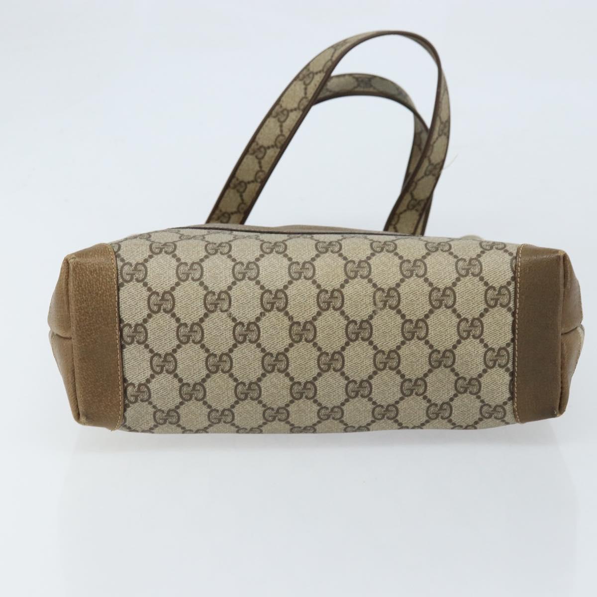 GUCCI GG Supreme Tote Bag PVC Beige Gold Auth gh1804