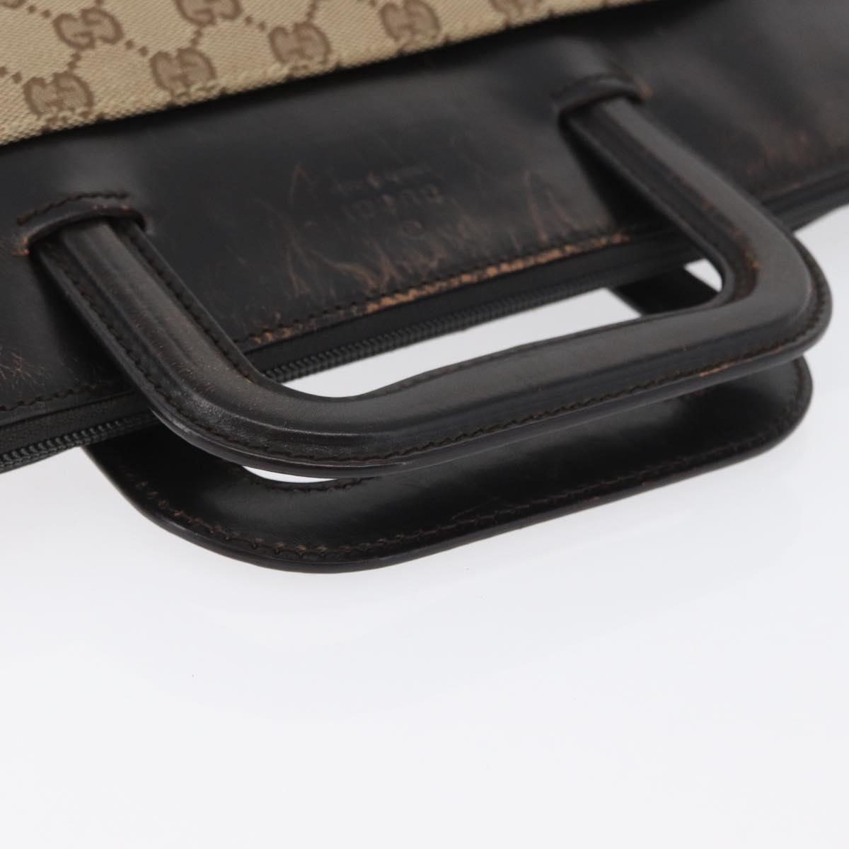 GUCCI GG Canvas Business Bag Beige Silver 015 3707 Auth gh1806