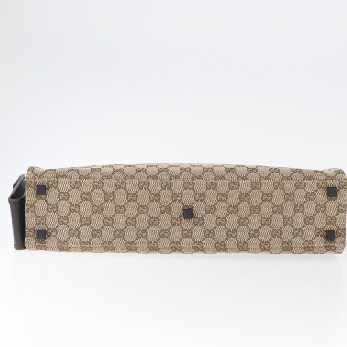 GUCCI GG Canvas Business Bag Beige Silver 015 3707 Auth gh1806