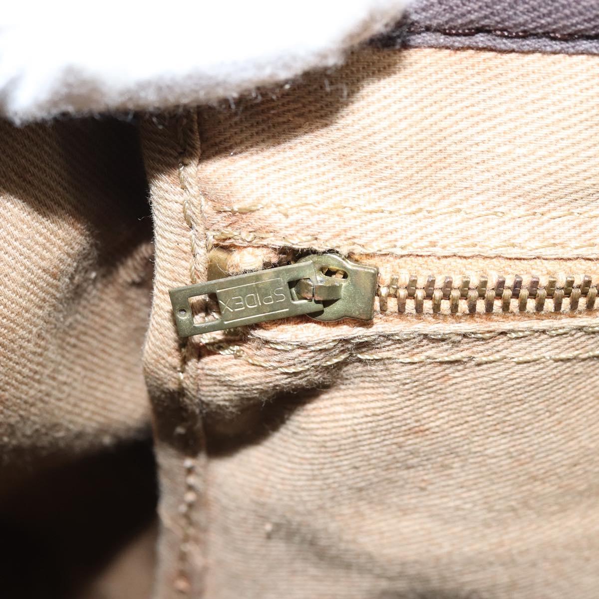 Christian Dior Trotter Canvas Boston Bag Beige Gold Auth gh1809