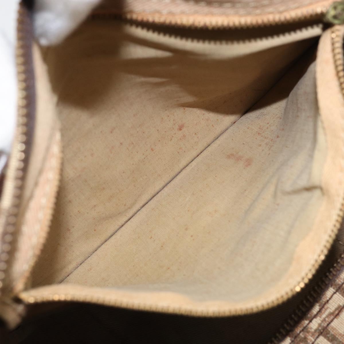 Christian Dior Trotter Canvas Boston Bag Beige Gold Auth gh1809