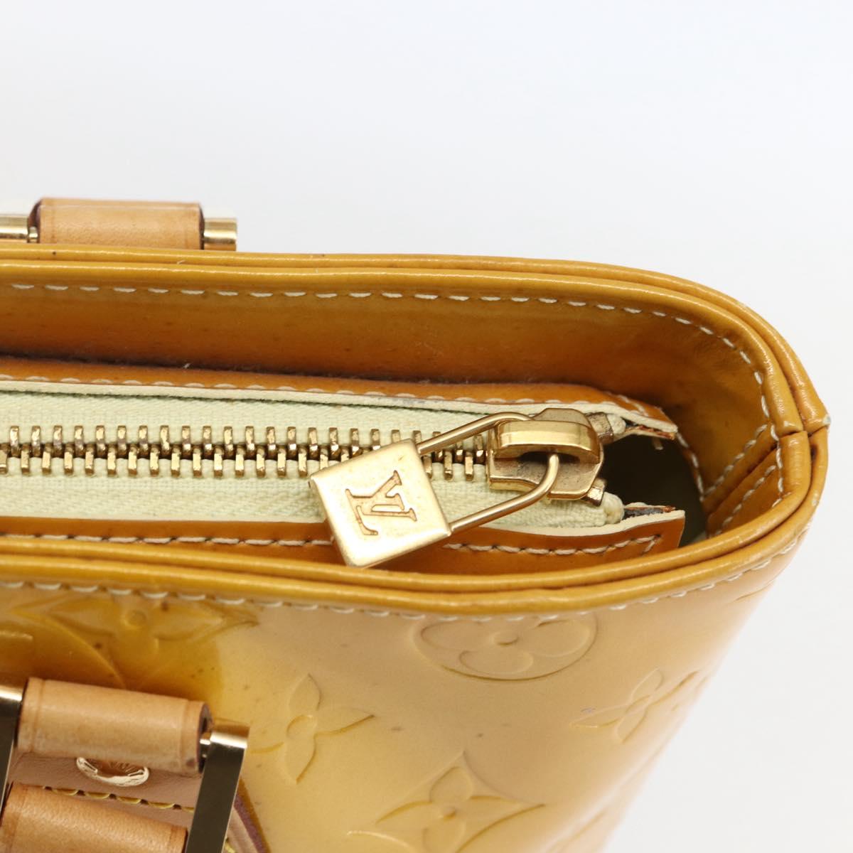 LOUIS VUITTON Monogram Vernis Houston Hand Bag Lime Yellow M91055 LV Auth gh1810