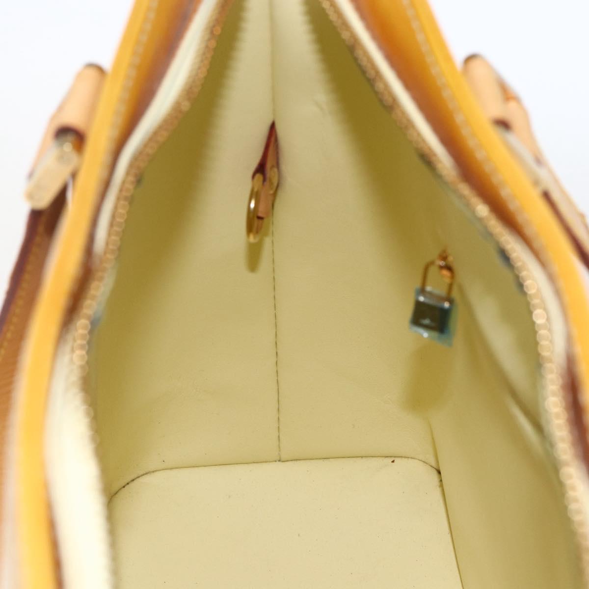 LOUIS VUITTON Monogram Vernis Houston Hand Bag Lime Yellow M91055 LV Auth gh1810