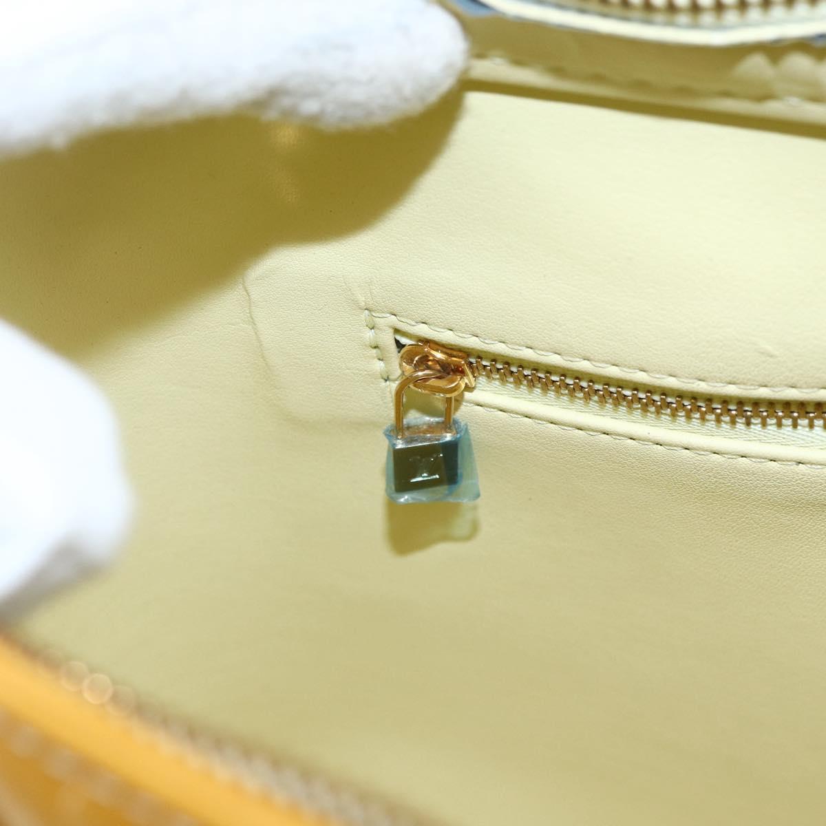 LOUIS VUITTON Monogram Vernis Houston Hand Bag Lime Yellow M91055 LV Auth gh1810