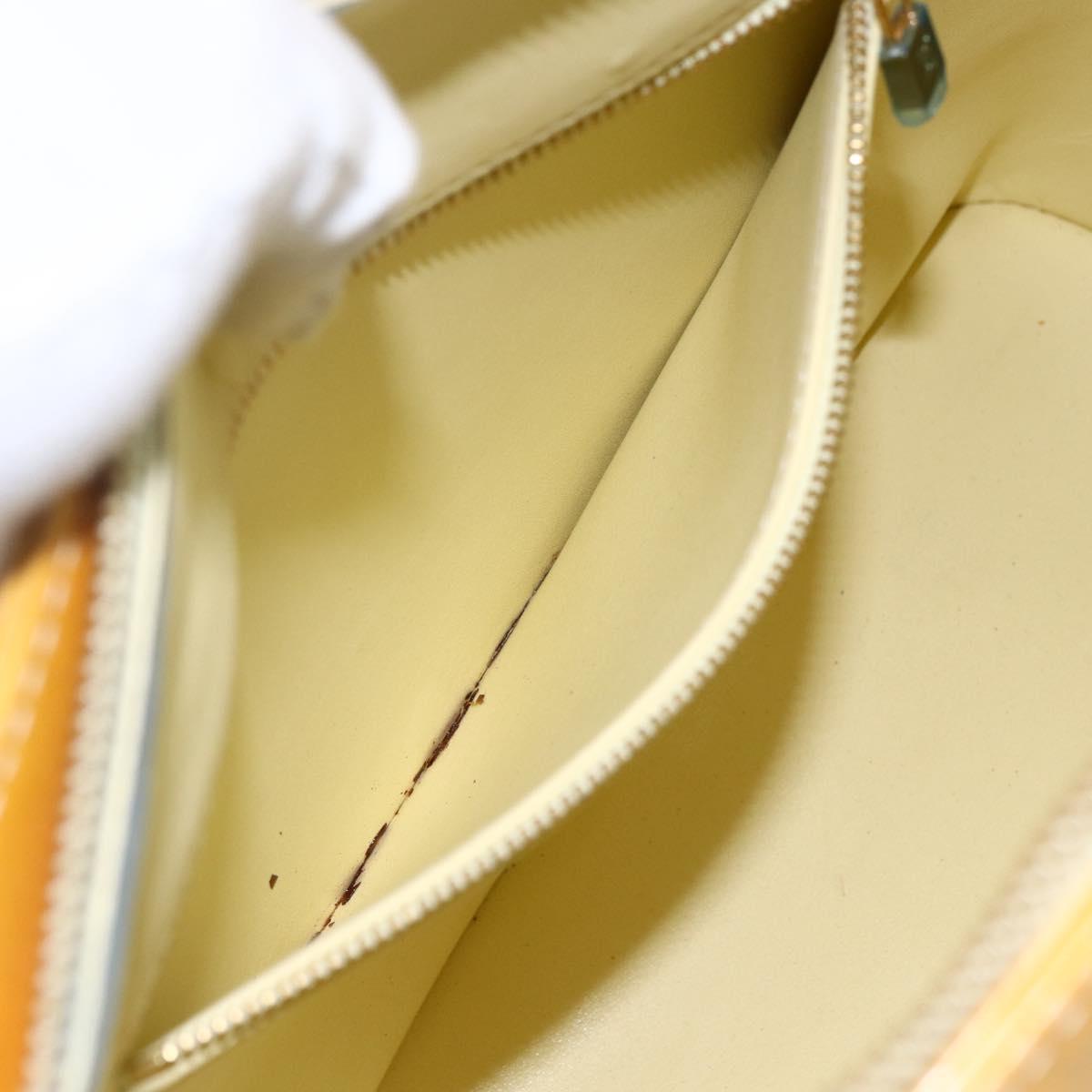 LOUIS VUITTON Monogram Vernis Houston Hand Bag Lime Yellow M91055 LV Auth gh1810