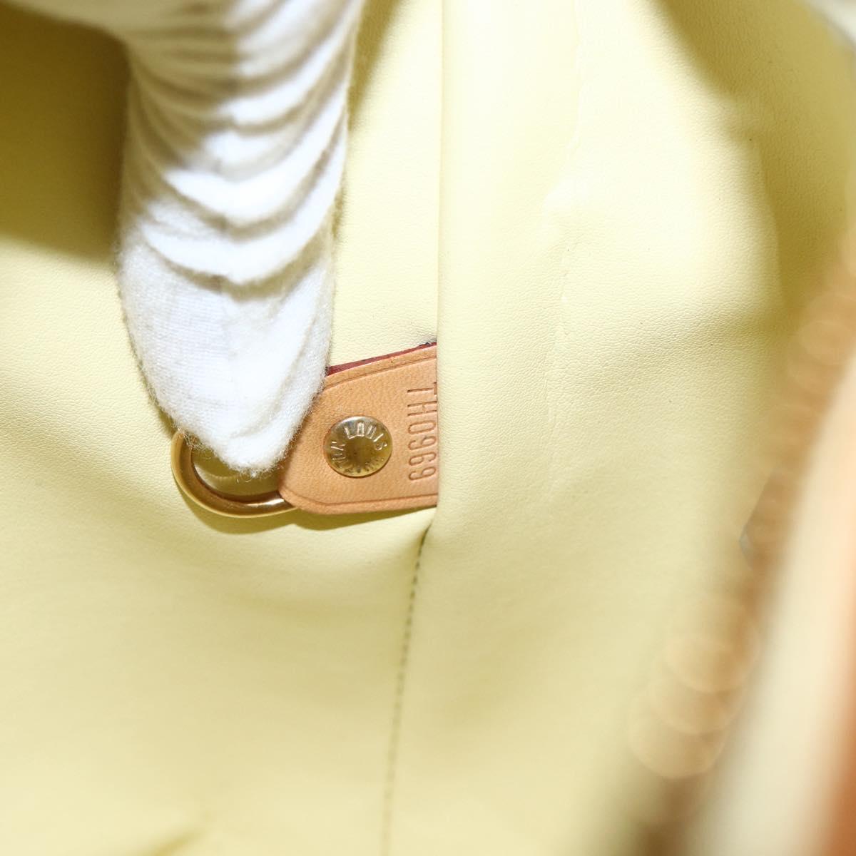 LOUIS VUITTON Monogram Vernis Houston Hand Bag Lime Yellow M91055 LV Auth gh1810