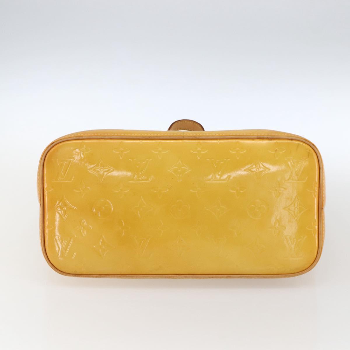 LOUIS VUITTON Monogram Vernis Houston Hand Bag Lime Yellow M91055 LV Auth gh1810