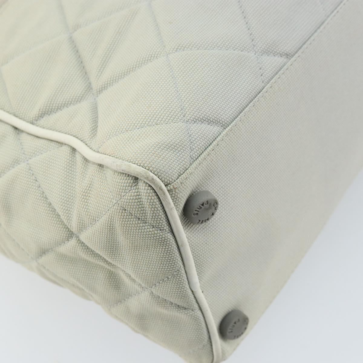 CHANEL Matelasse Hand Bag Canvas Gray Silver CC Auth gh1814