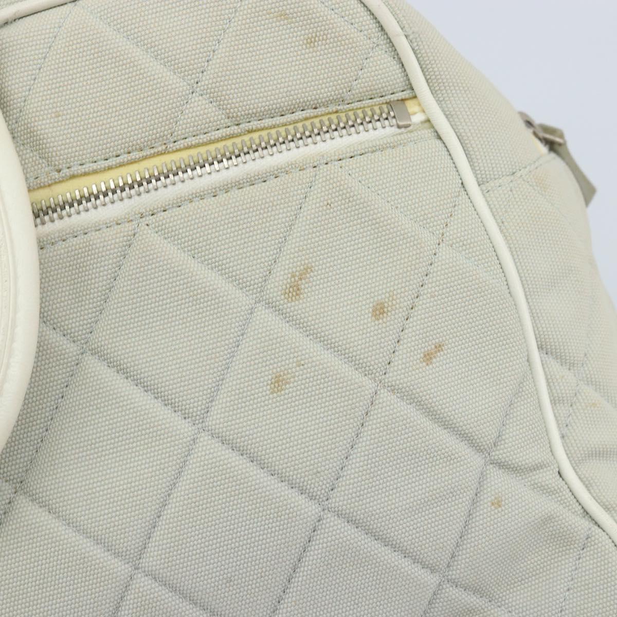 CHANEL Matelasse Hand Bag Canvas Gray Silver CC Auth gh1814
