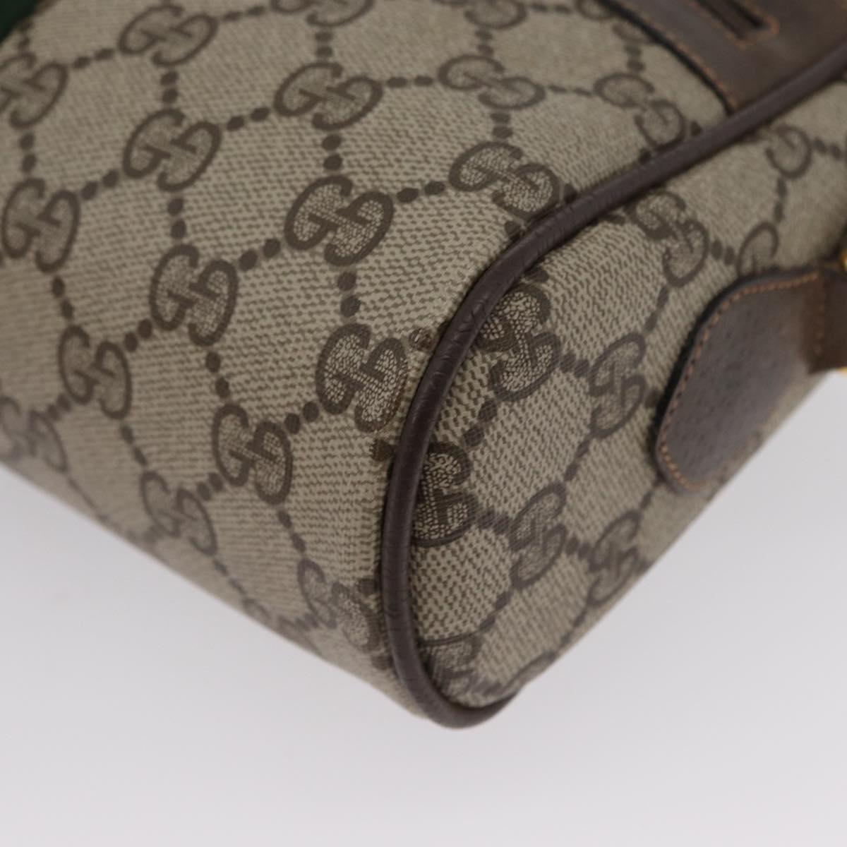 GUCCI GG Supreme Web Sherry Line Bag PVC Beige Gold 56 02 004 Auth gh1818